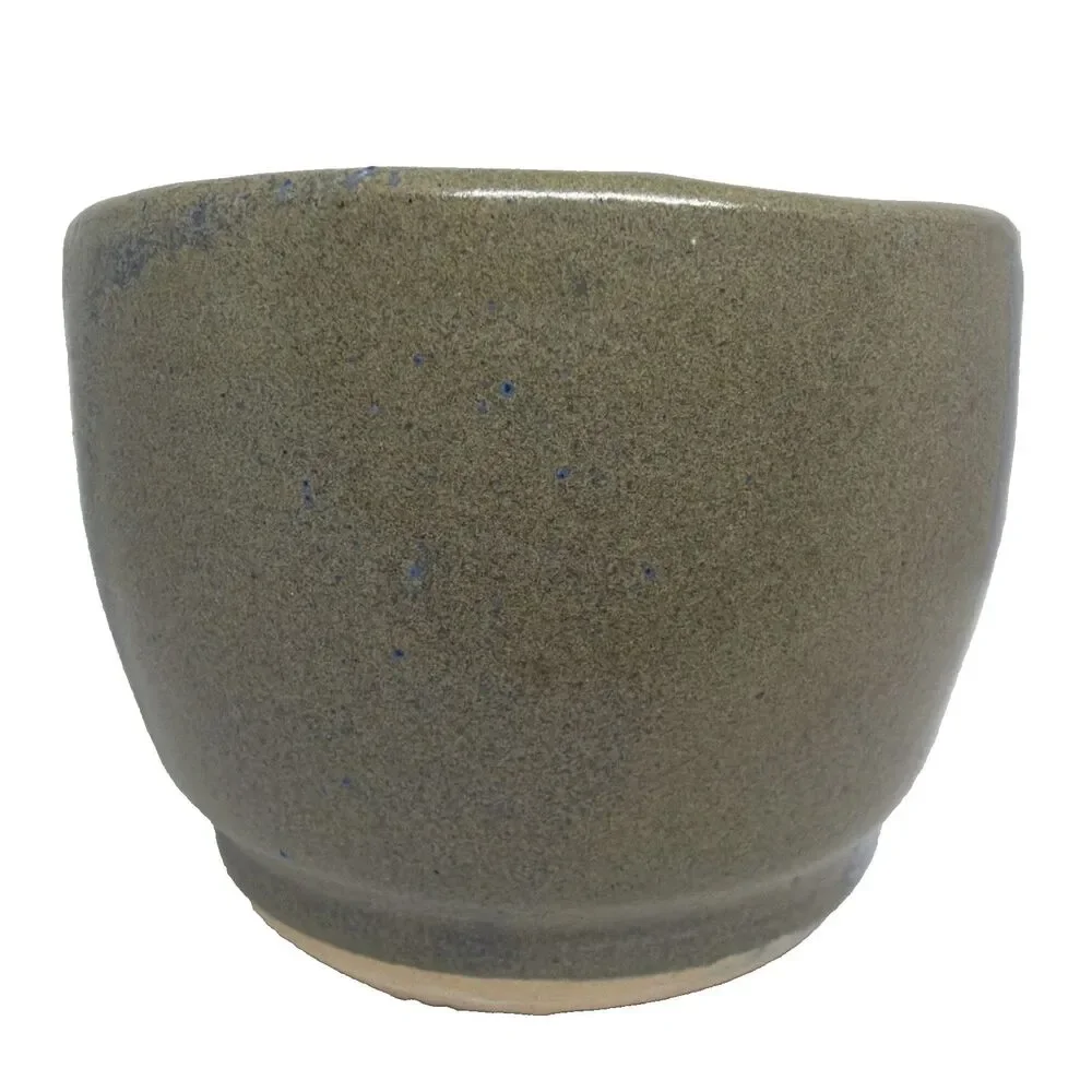 Handmade Studio Pottery Matcha Tea Bowl Chawan Signed Tri-Color Drip Glaze